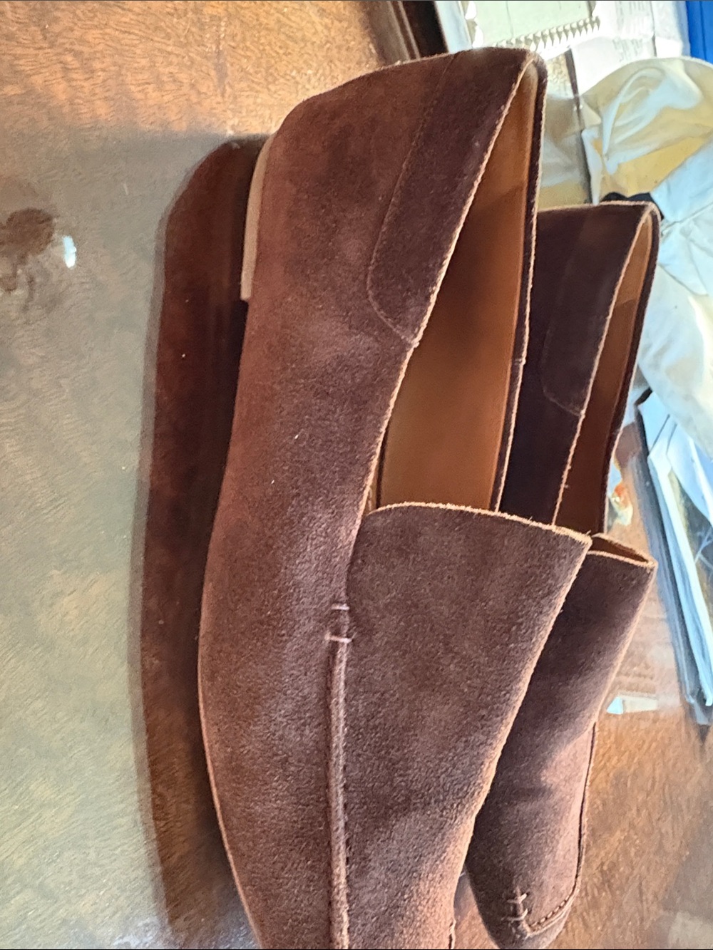 STAUD Dark Brown Suede Slip-On Loafers